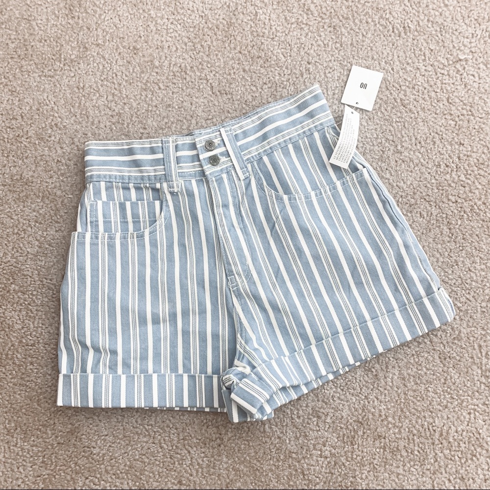 BDG urban outfitters blue striped high rise shorts - Picture 2 of 6
